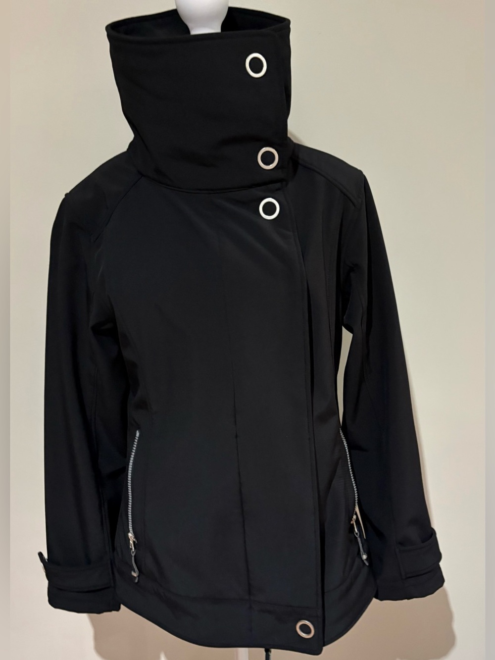 Women’s Black High-Collar Betty Rides Jacket